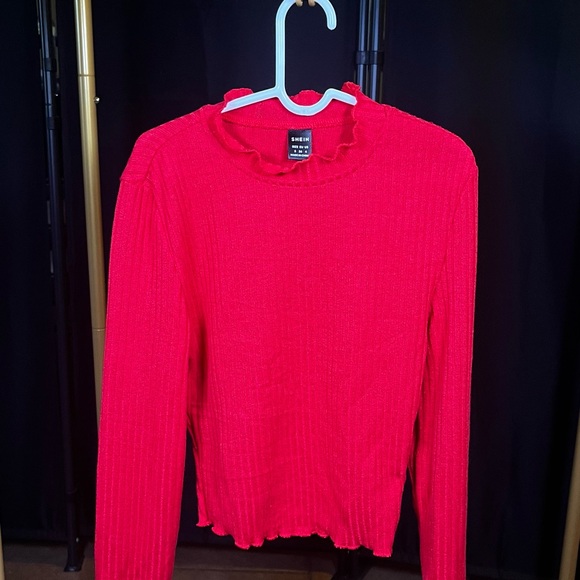 Red Ruffled Knit Top - Picture 1 of 2